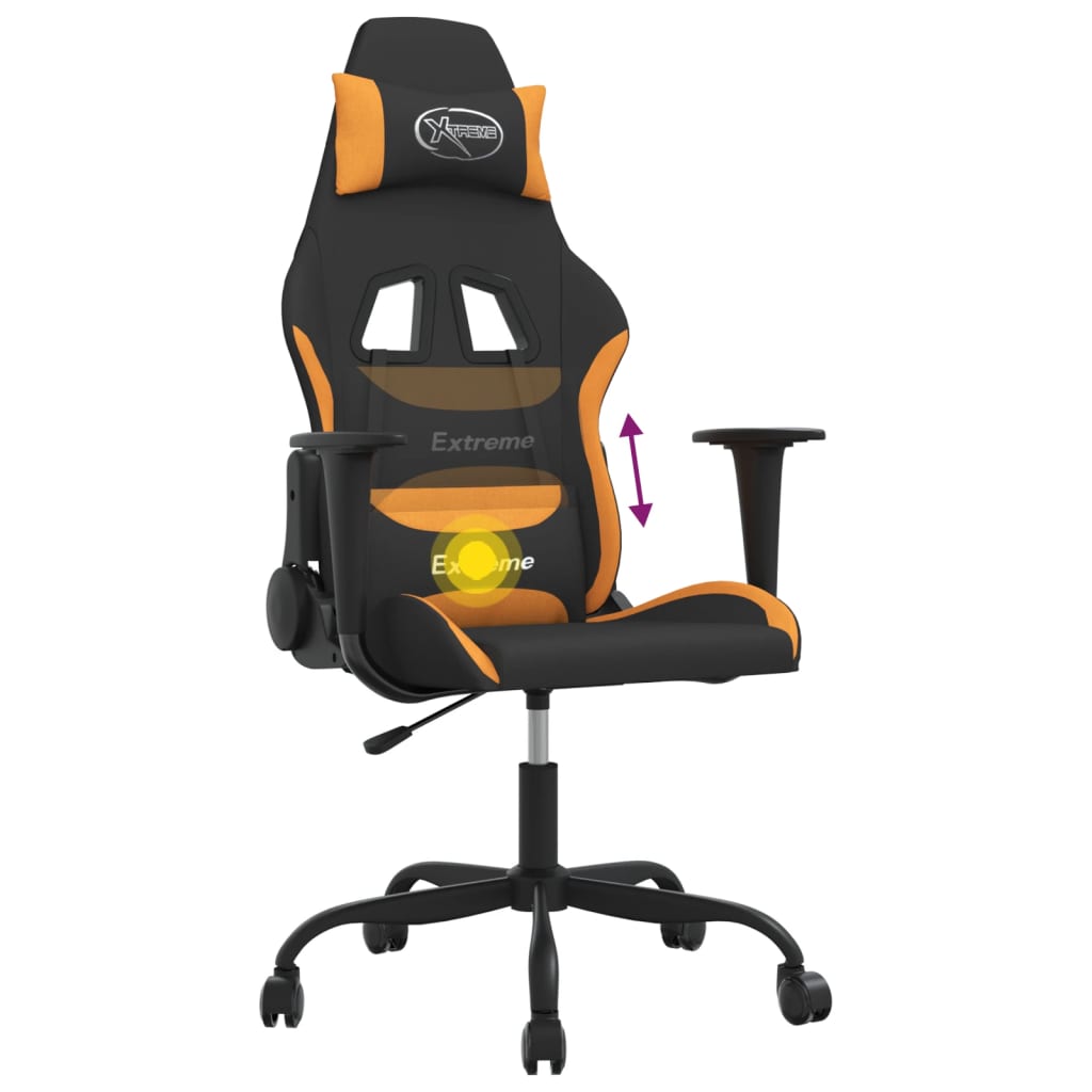 Gaming-Stuhl mit Massagefunktion Schwarz und Creme Stoff