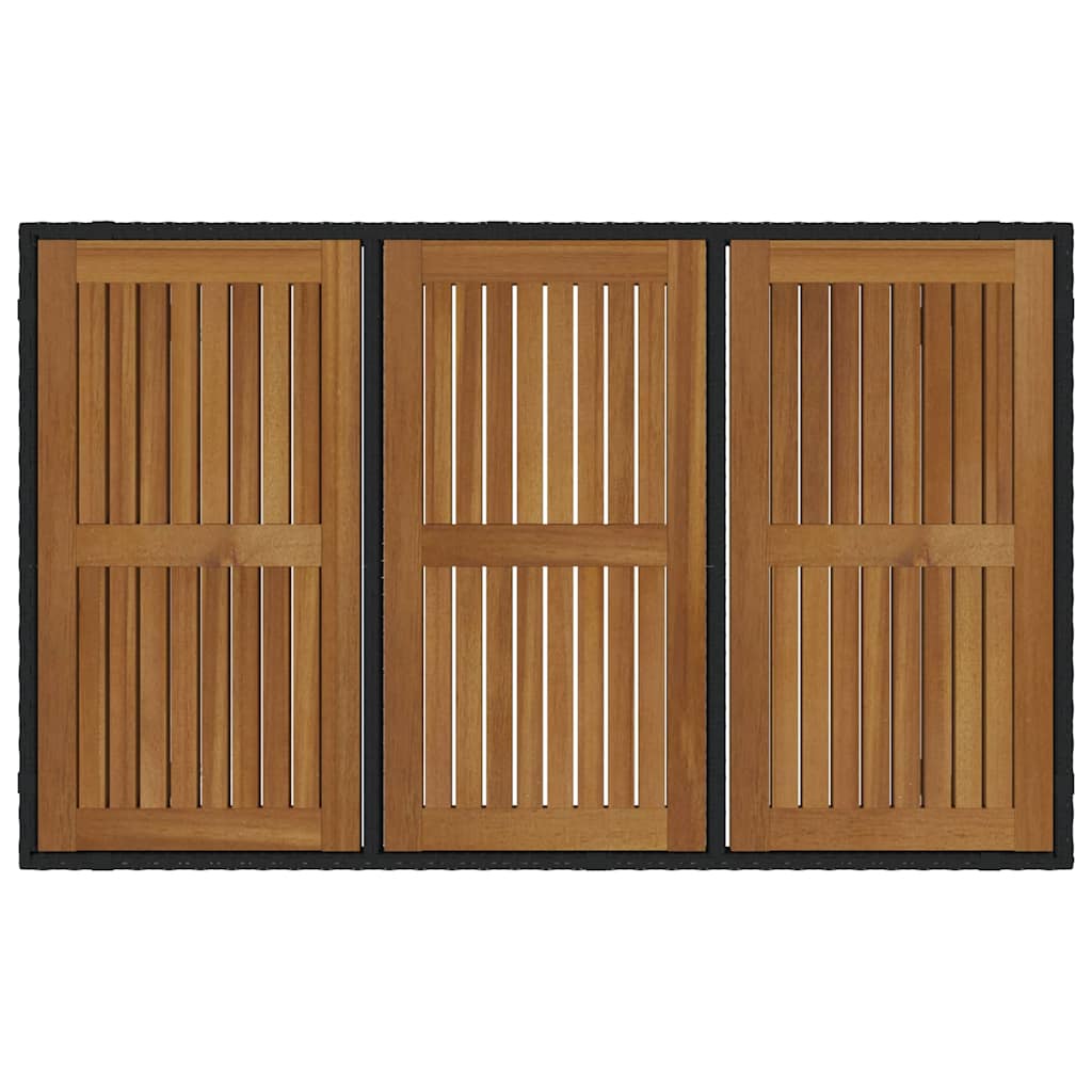 Garten Essgruppe 3 pcs Schwarz Poly-Rattan
