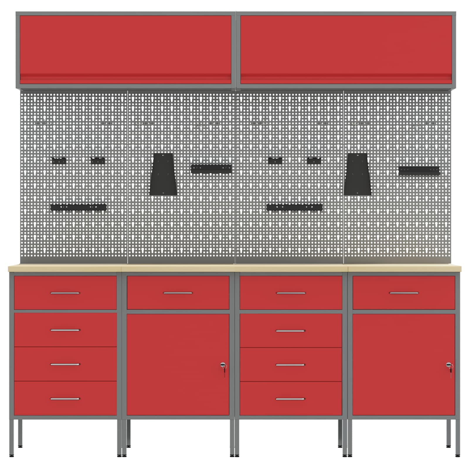 Arbeitsschrankset mit Schubladen mit Regal 8 pcs Grau