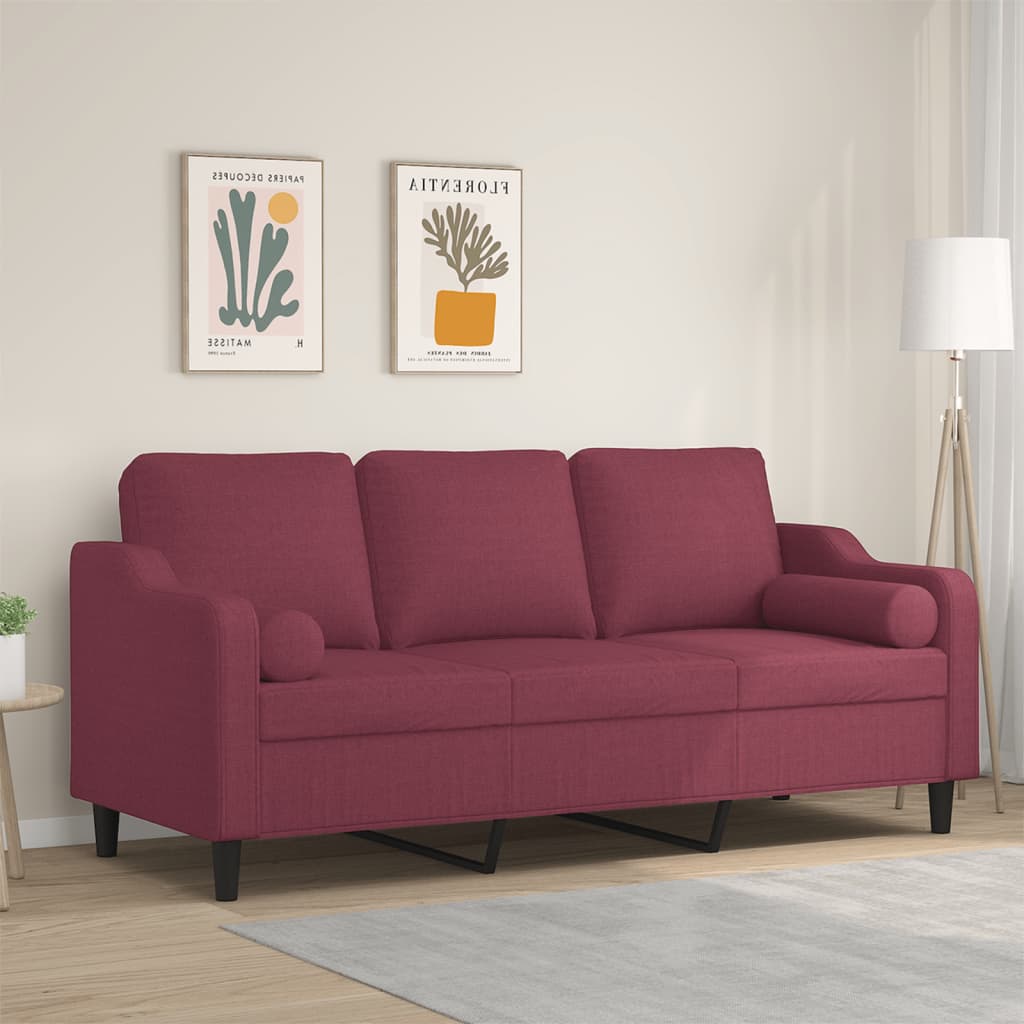 2-Sitzer-Sofa mit Zierkissen Braun 120 cm Stoff