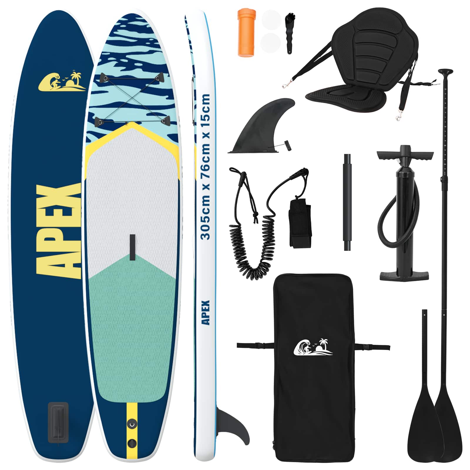 SUP Board mit Sitz 2-in-1 POSEIDON 305 x 76 x 15 cm Grün für