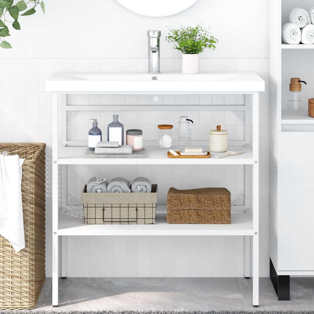 Badezimmer Waschtischgestell Weiß 40x38x83 cm Eisen