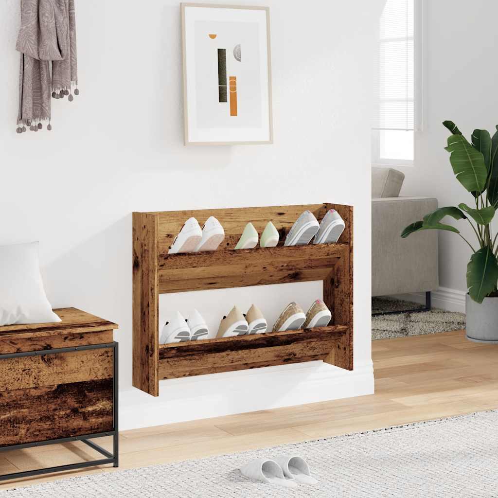 Wand-Schuhschränke 4 Stk. Weiß 60x18x60 cm Holzwerkstoff