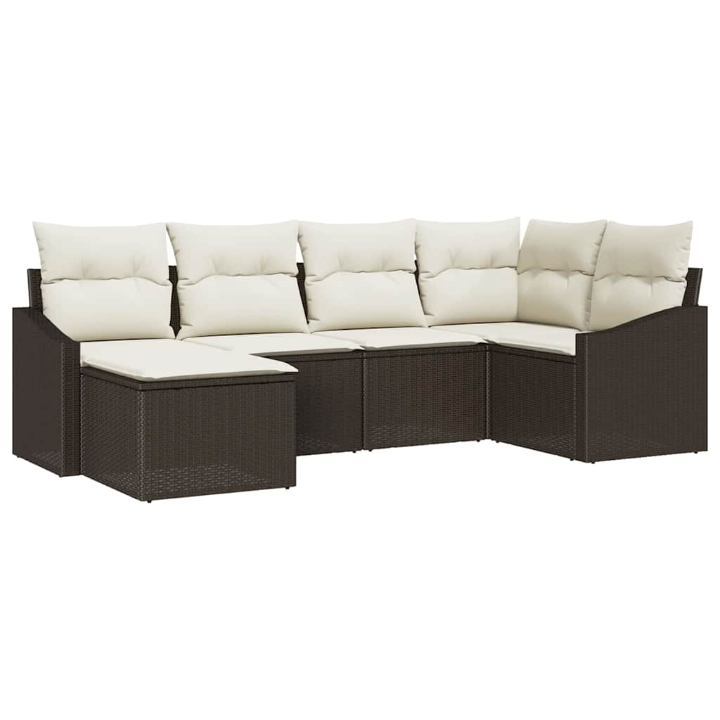 Garten Essgruppe mit Kissen 6 pcs Schwarz und Creme