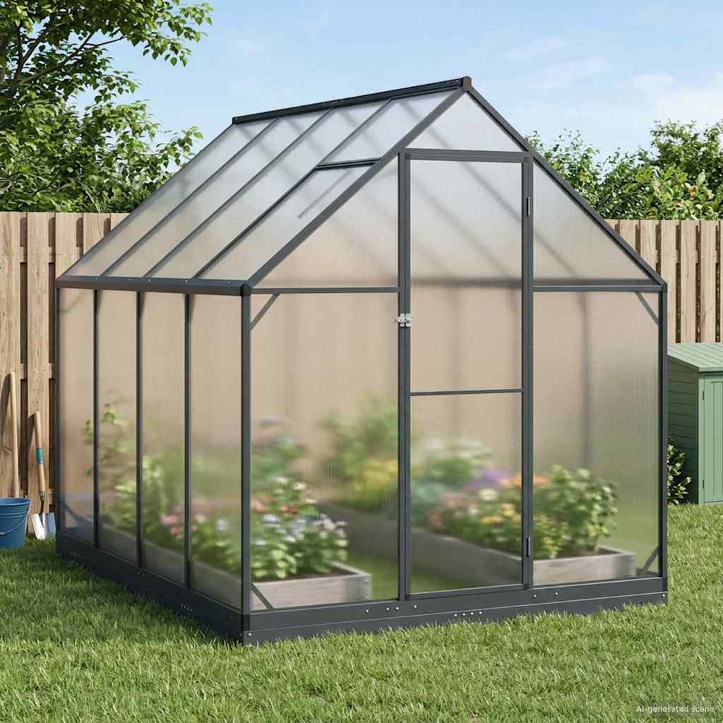 Garten Gewächshaus mit Tür Anthrazit 183,5 x 183,5 x 207 cm