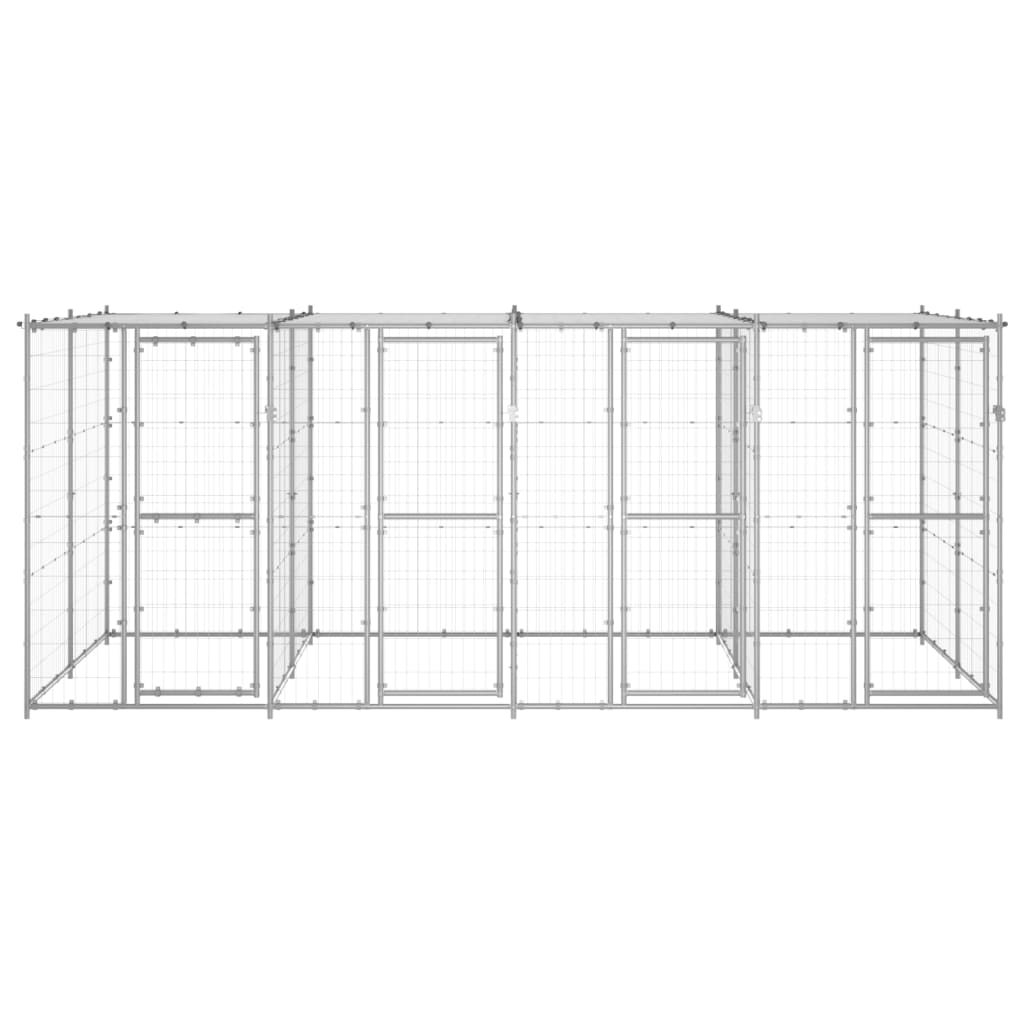 Outdoor-Hundezwinger Stahl mit Überdachung 110x220x180 cm