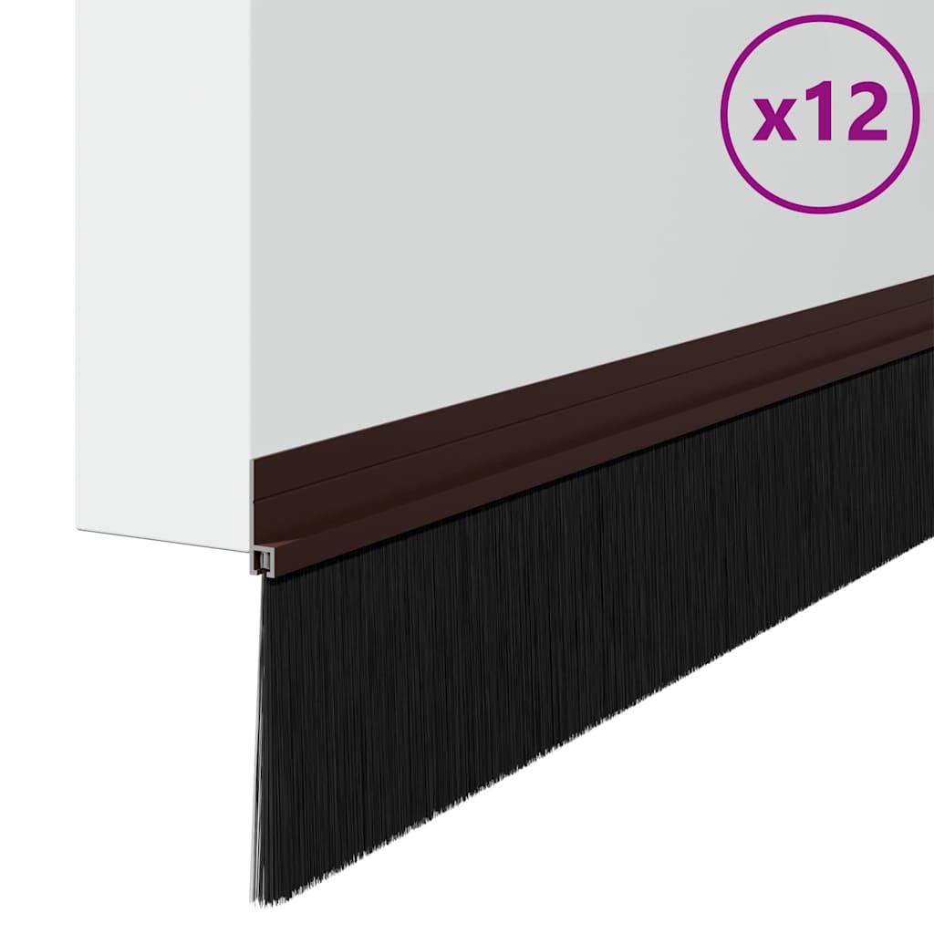 Selbstklebende Türbürstendichtungen 2 pcs Braun 100 cm