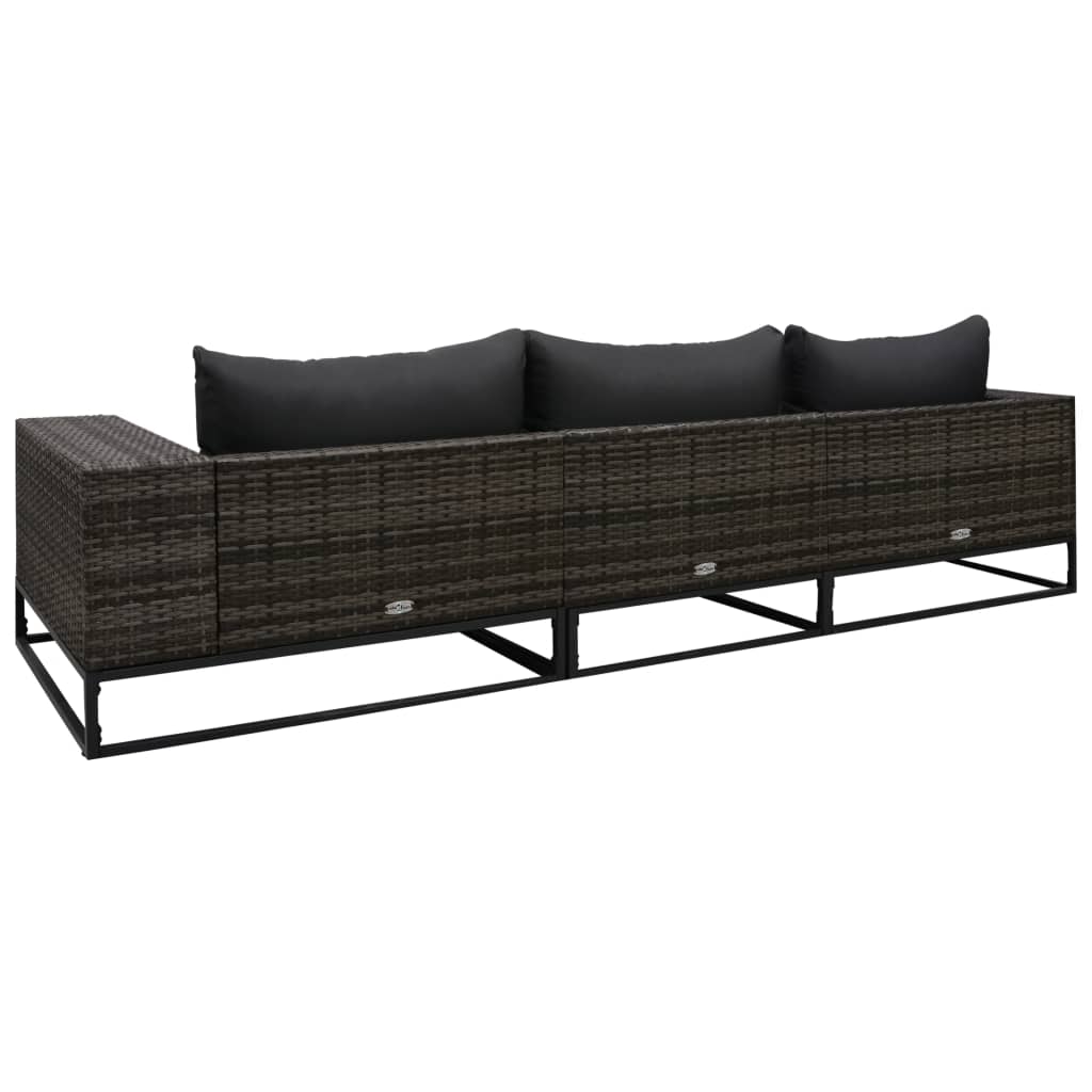 5-tlg. Garten-Sofagarnitur mit Auflagen Poly Rattan Grau