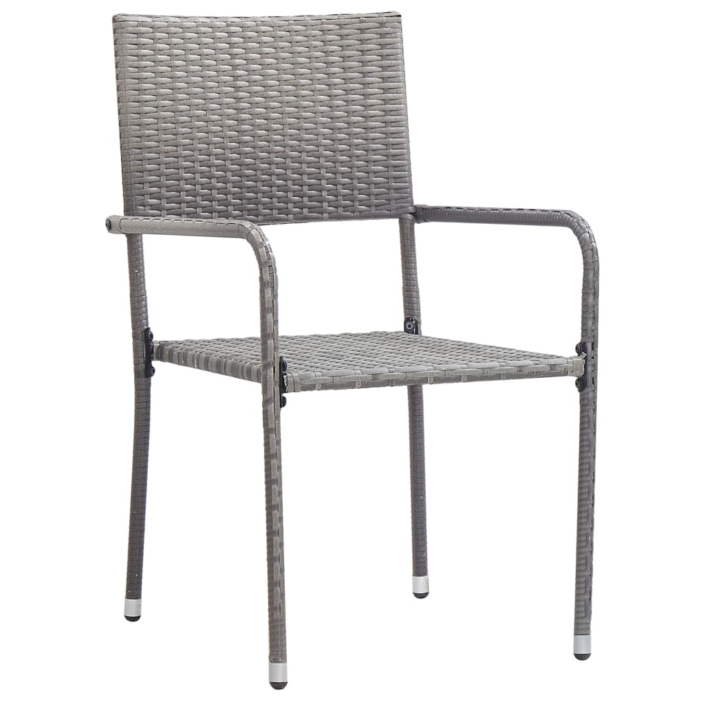 Garten-Essstühle 6 Stk. Stapelbar Schwarz Polyrattan
