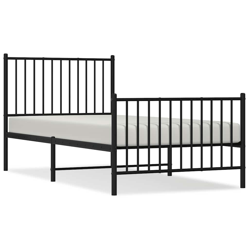 Bettgestell Metall Schwarz 75x190 cm