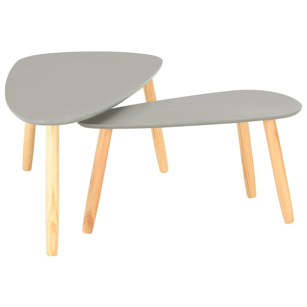 2-tlg. Couchtisch-Set Massivholz Kiefer Weiß
