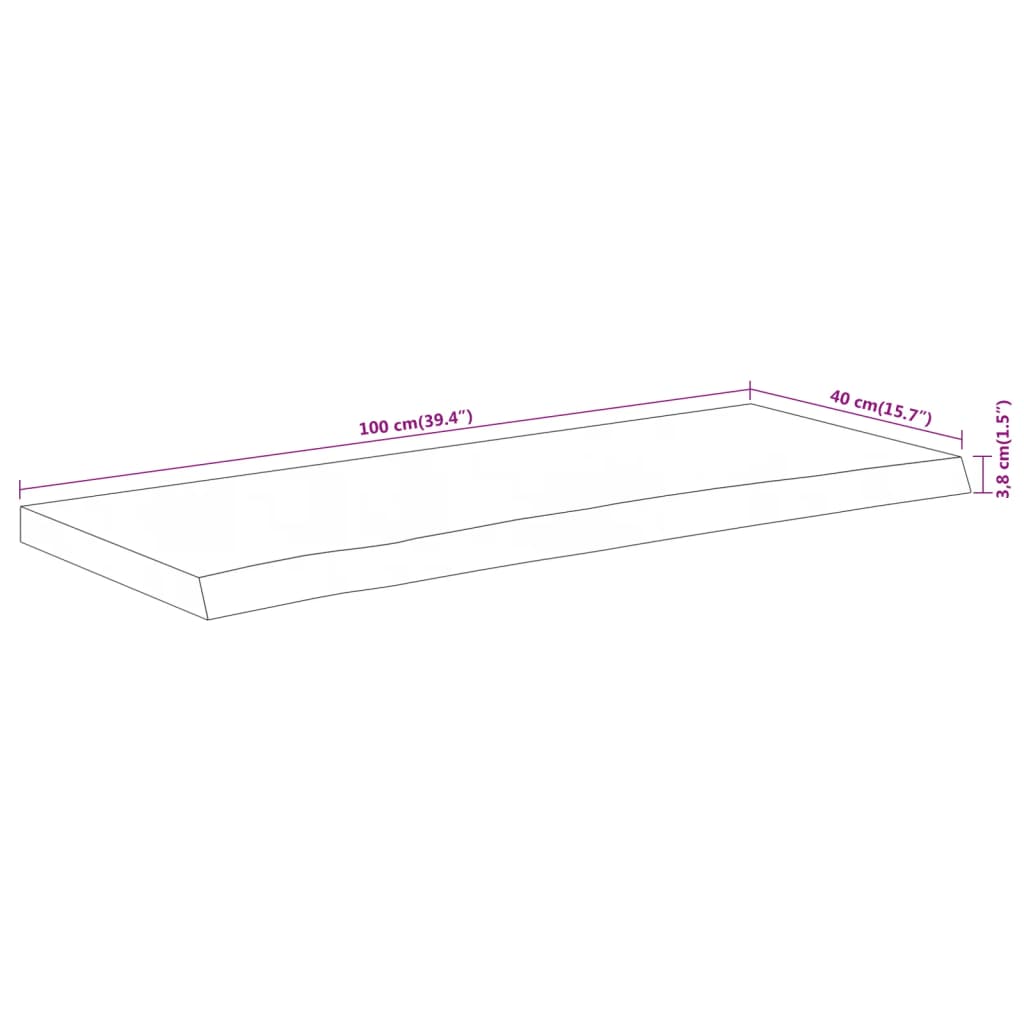 Wandregal 40x20x2,5 cm Rechteckig Massivholz Akazie Baumkante