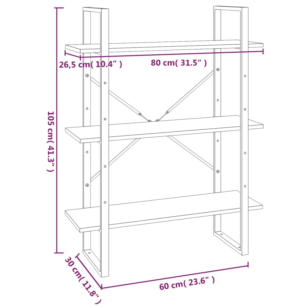 Bücherregal Weiß 80x30x105 cm Holzwerkstoff