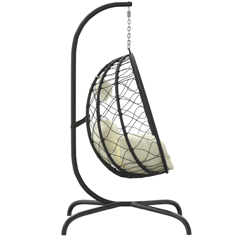 Hängesessel mit Kissen Taupe Poly Rattan & Stahl