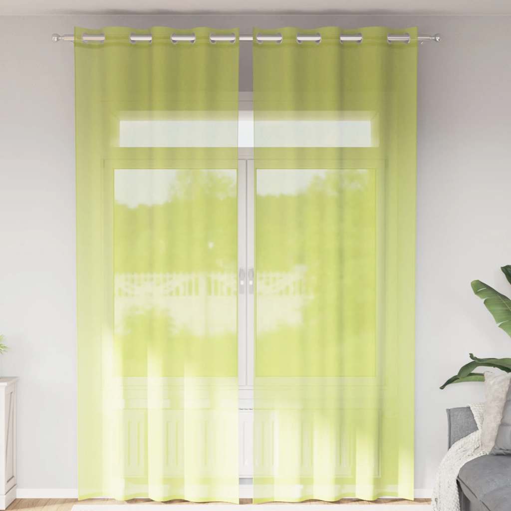 Voile Vorhänge mit Ösen 2 Stk. Apfelgrün 140x140 cm