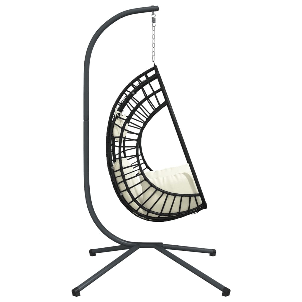 Hängesessel Ei-Design mit Ständer Anthrazit Rattan und Stahl