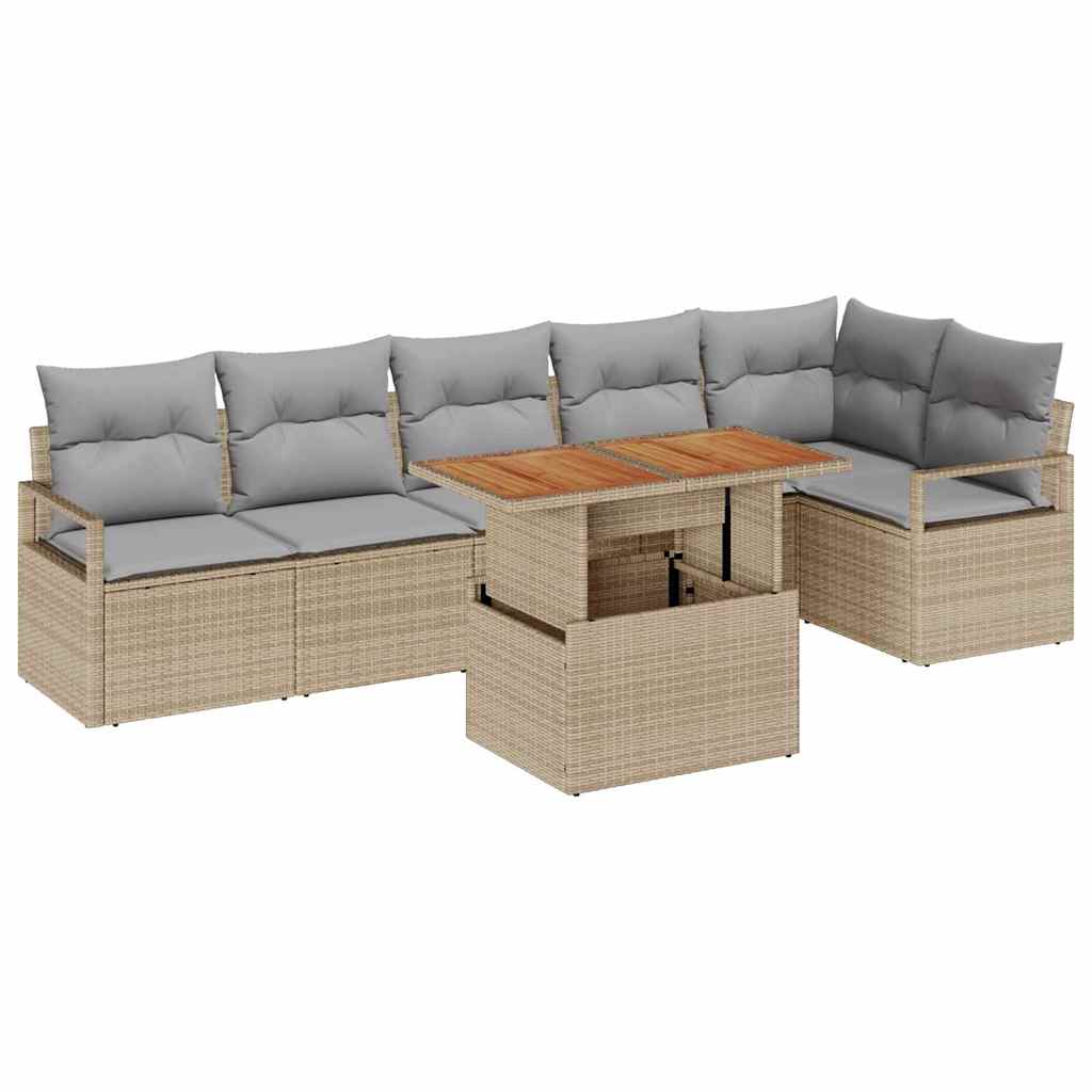 Garten Essgruppe mit Kissen 7 pcs Schwarz und Creme