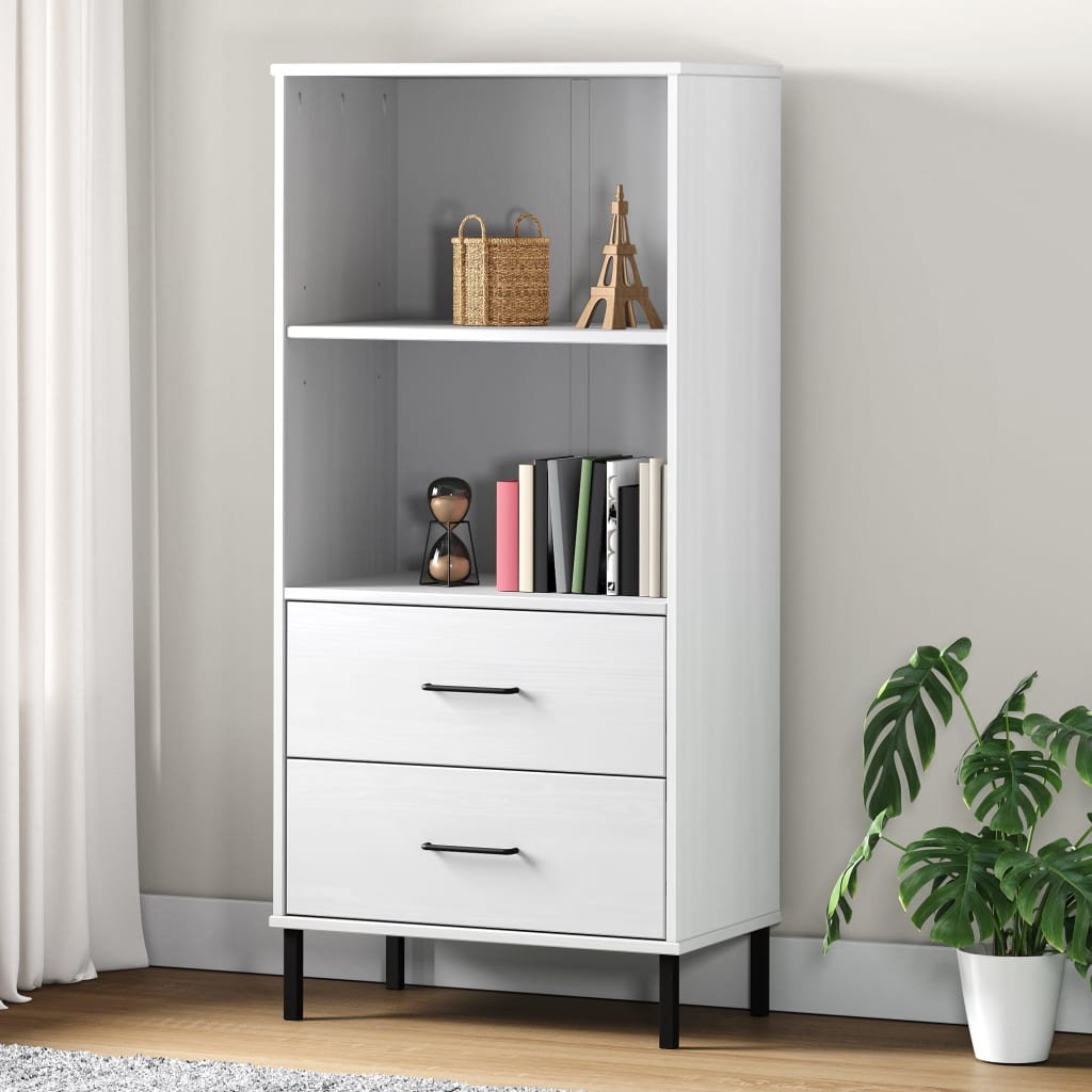 Bücherregal OSLO 2 Schubladen Braun 60x35x128,5 cm Massivholz