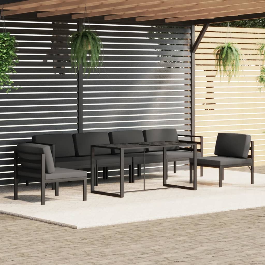 10-tlg. Garten-Lounge-Set mit Kissen Aluminium Anthrazit