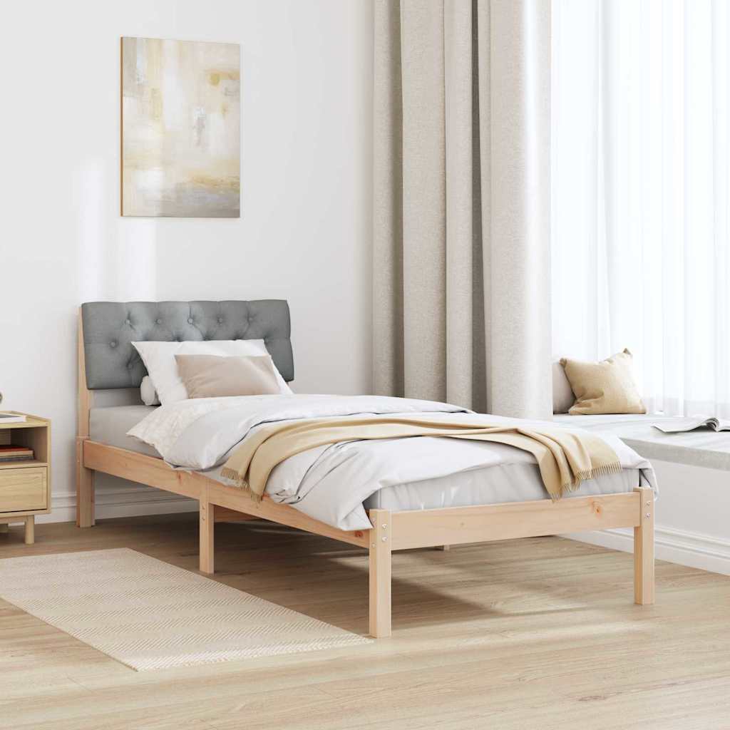Bettgestell Braun und hellgrau 200 x 200 cm Massivholz Kiefer