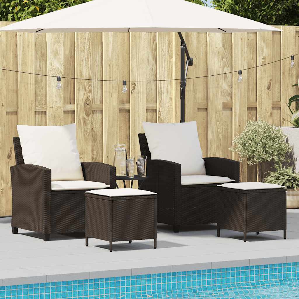 4-tlg. Garten-Sofagarnitur mit Kissen Schwarz Poly Rattan