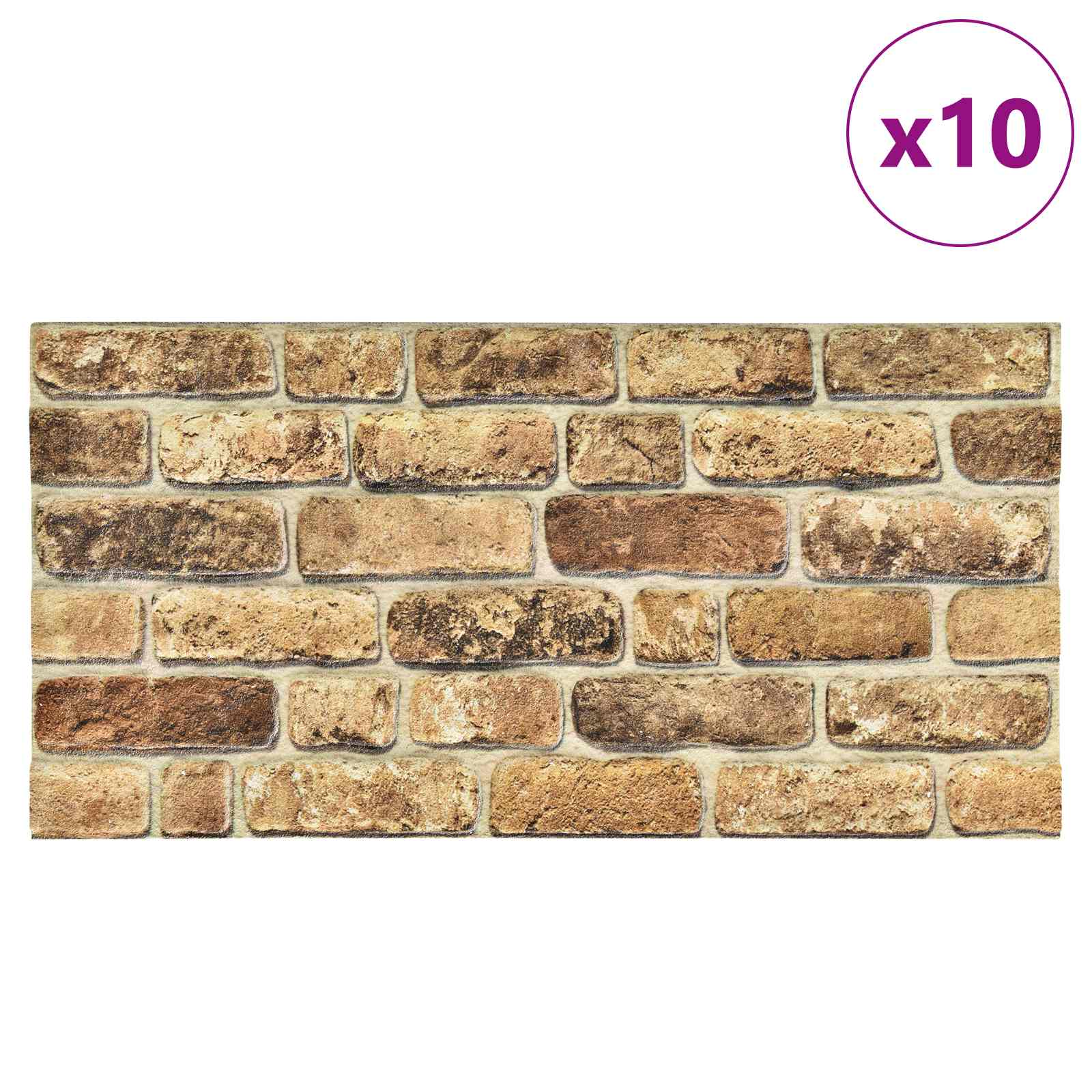 Wandpaneele 10 pcs Ziegel 100 x 50 cm EPS-Schaum