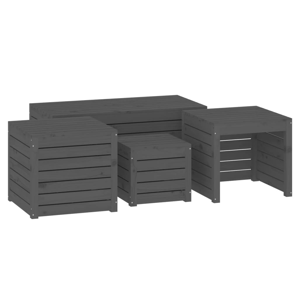 4-tlg. Gartenbox-Set Massivholz Kiefer