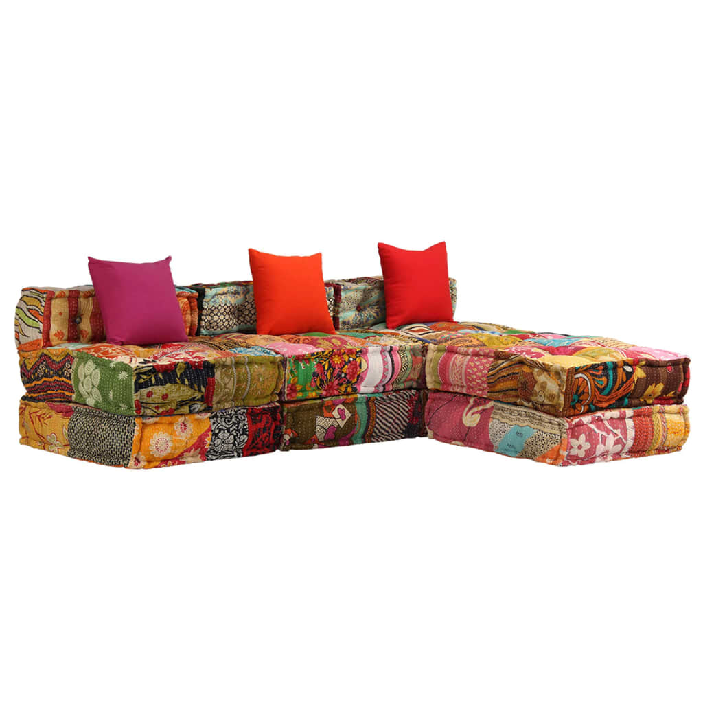 2-Sitzer Modularer Pouf Patchwork Stoff