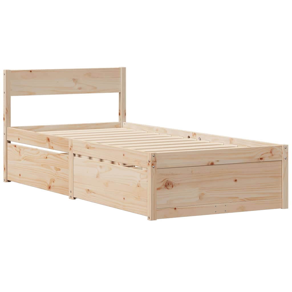 Bett mit Schubladen und Matratze 200x200 cm Massivholz Kiefer