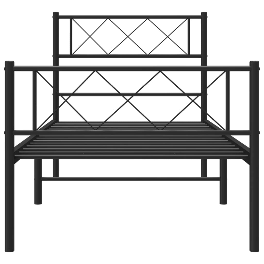 Bettgestell mit Kopfteil Metall Schwarz 100x190 cm