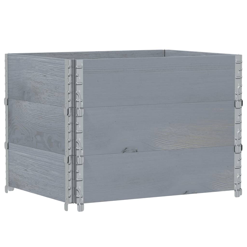 Paletten-Aufsatzrahmen Schwarz 80x60 cm Massivholz Kiefer