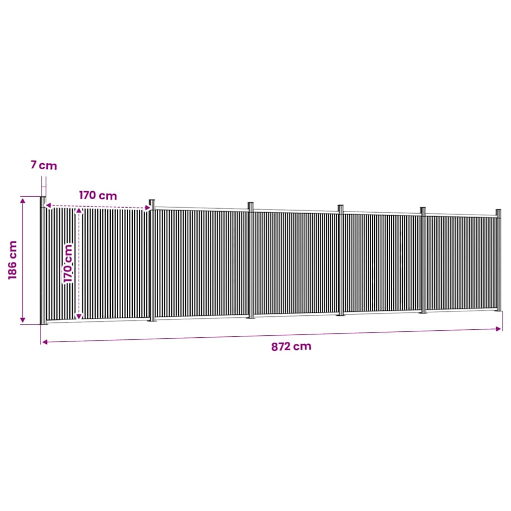 Zaunelement Grau 353x186 cm WPC