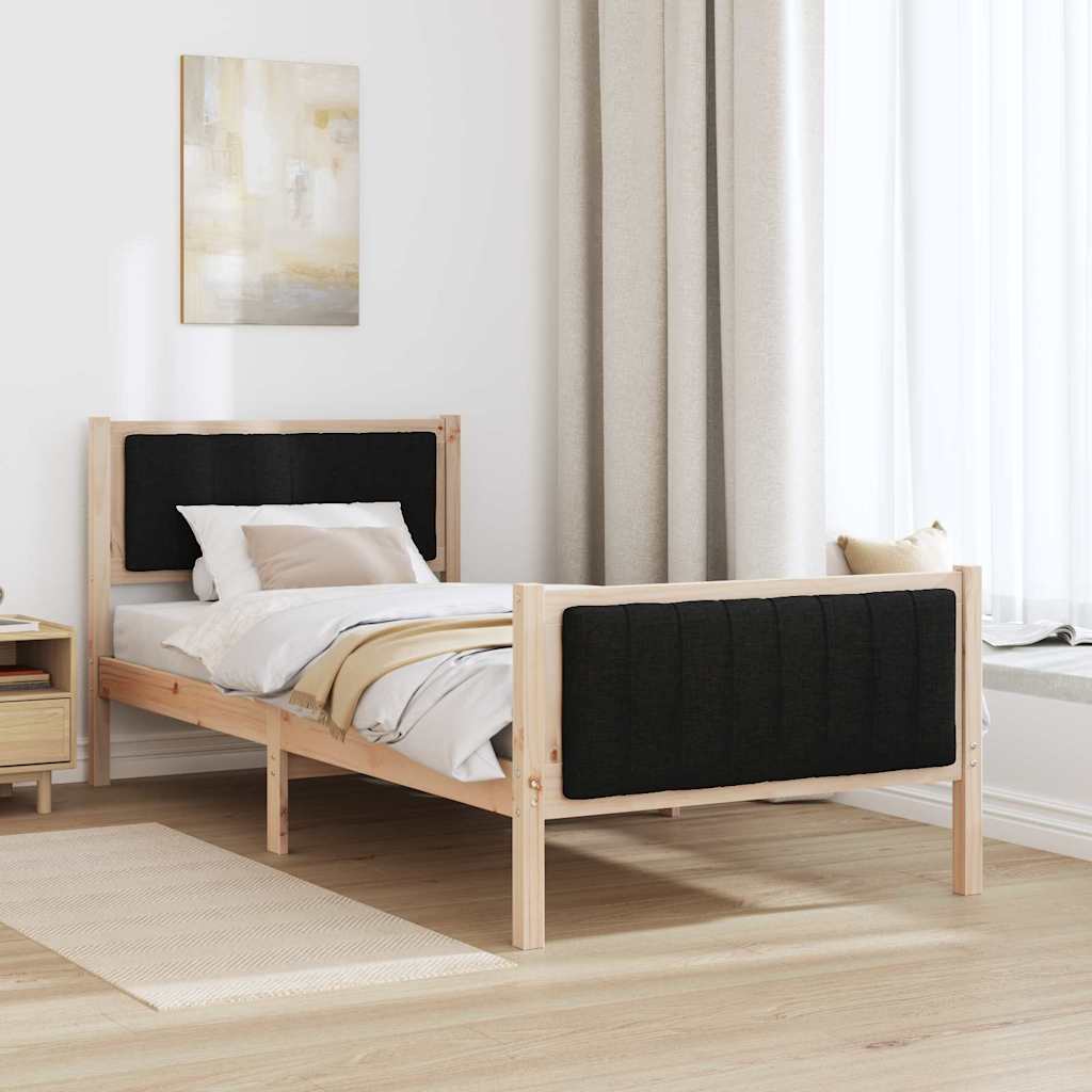 Bettgestell Braun und hellgrau 200 x 200 cm Massivholz Kiefer