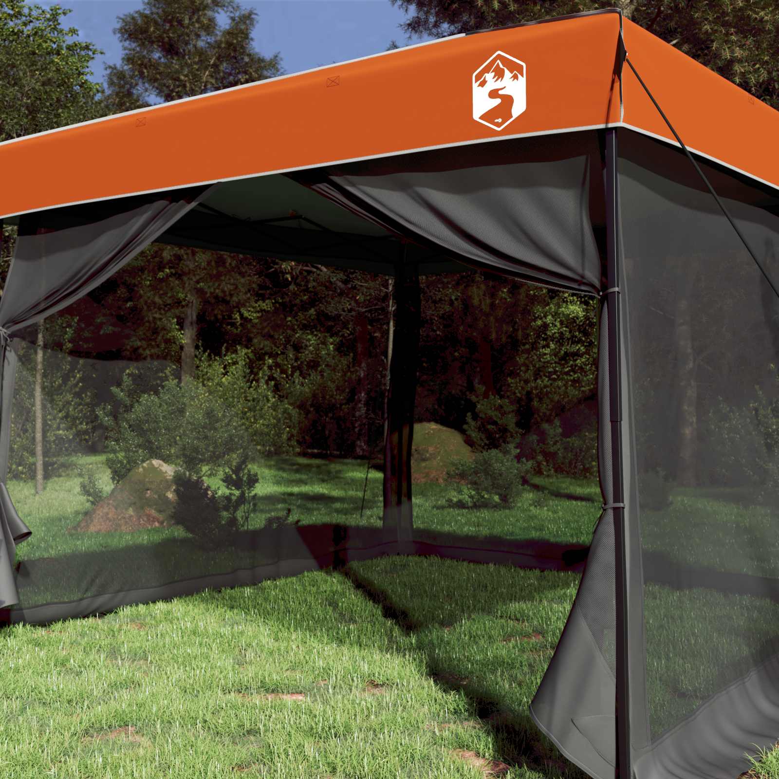 Camping-Zelt-Set mit Dach 2 pcs Blau Taffeta und Stoff