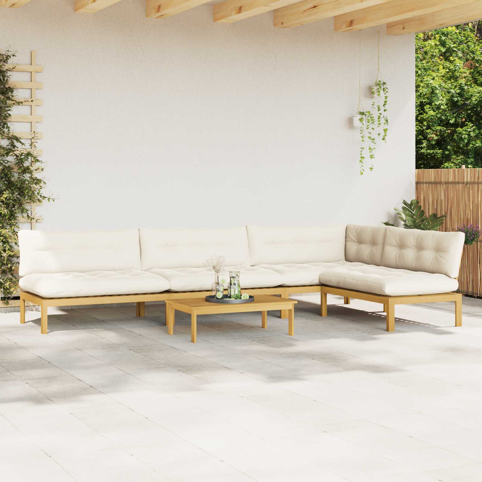 3-tlg. Garten-Sofagarnitur aus Paletten Massivholz Akazie