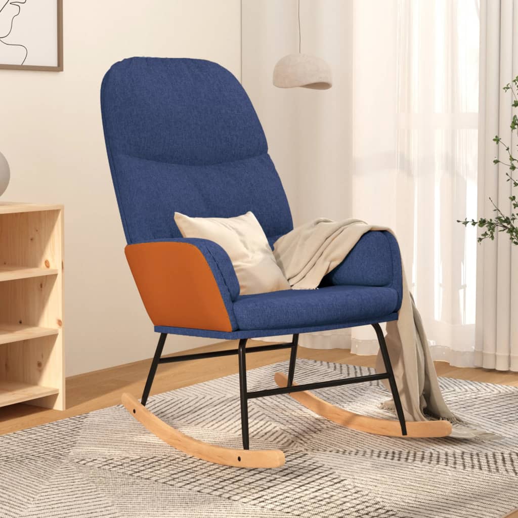 Schaukelsessel mit Hocker Dunkelgrau Stoff