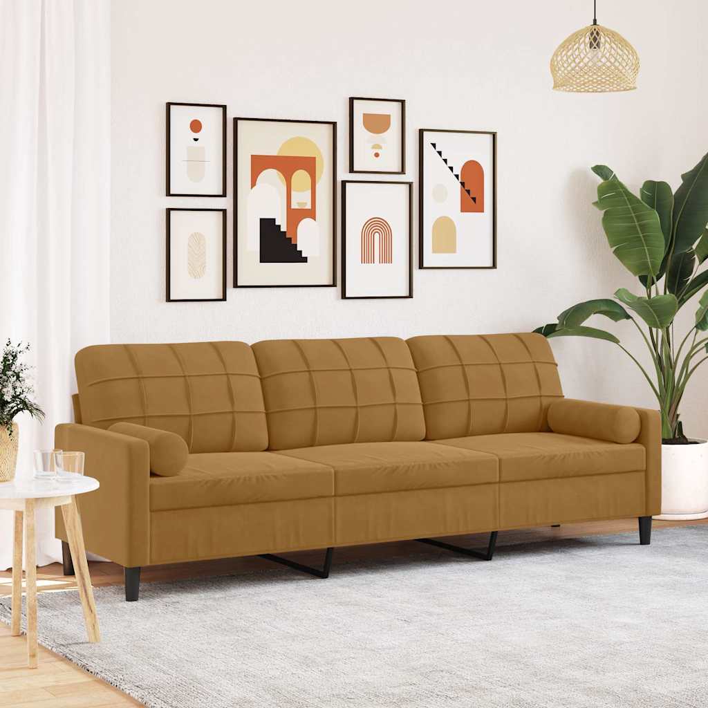 2-Sitzer-Sofa mit Zierkissen Hellgrau 120 cm Samt