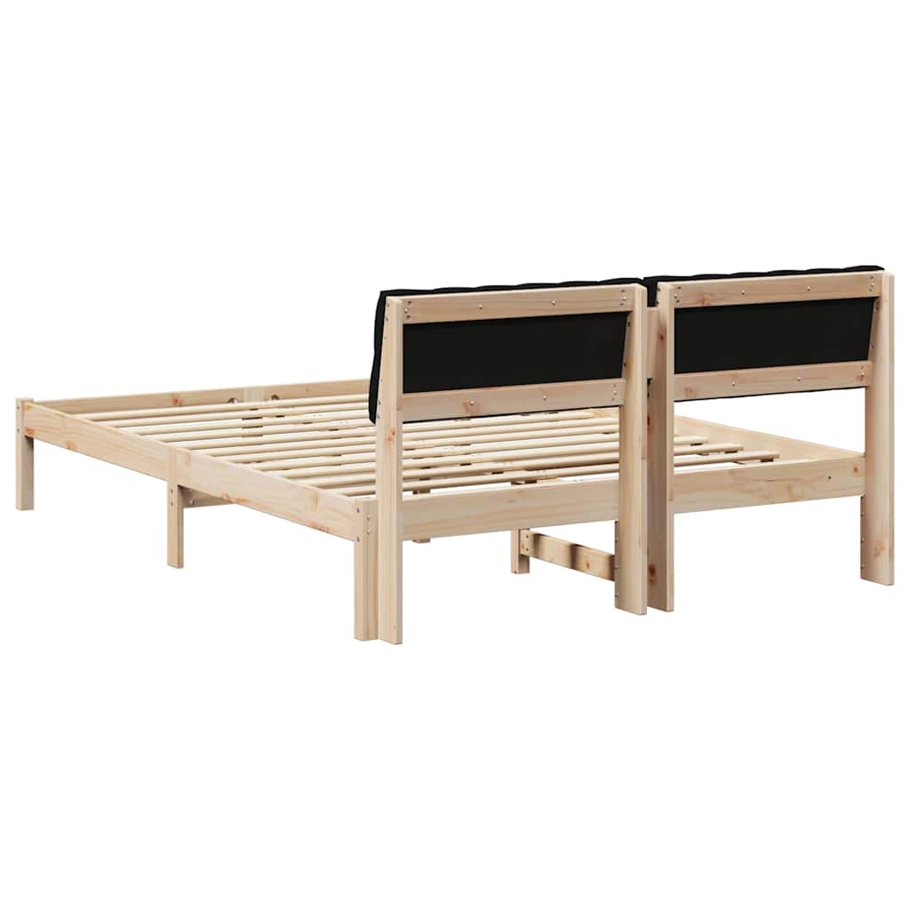 Bettgestell Braun und hellgrau 200 x 200 cm Massivholz Kiefer