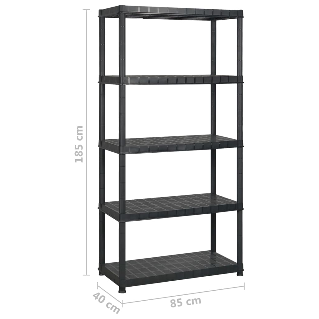 Lagerregal 4-Tier Schwarz 61x30,5x130 cm Kunststoff