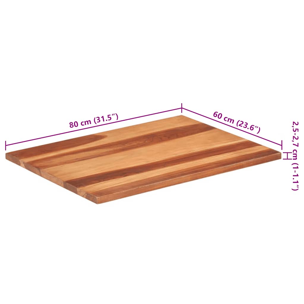 Tischplatte Massivholz Akazie 15-16 mm 60x80 cm