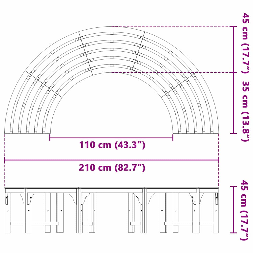 Baumbank Rund Ø208 cm Massivholz Eukalyptus