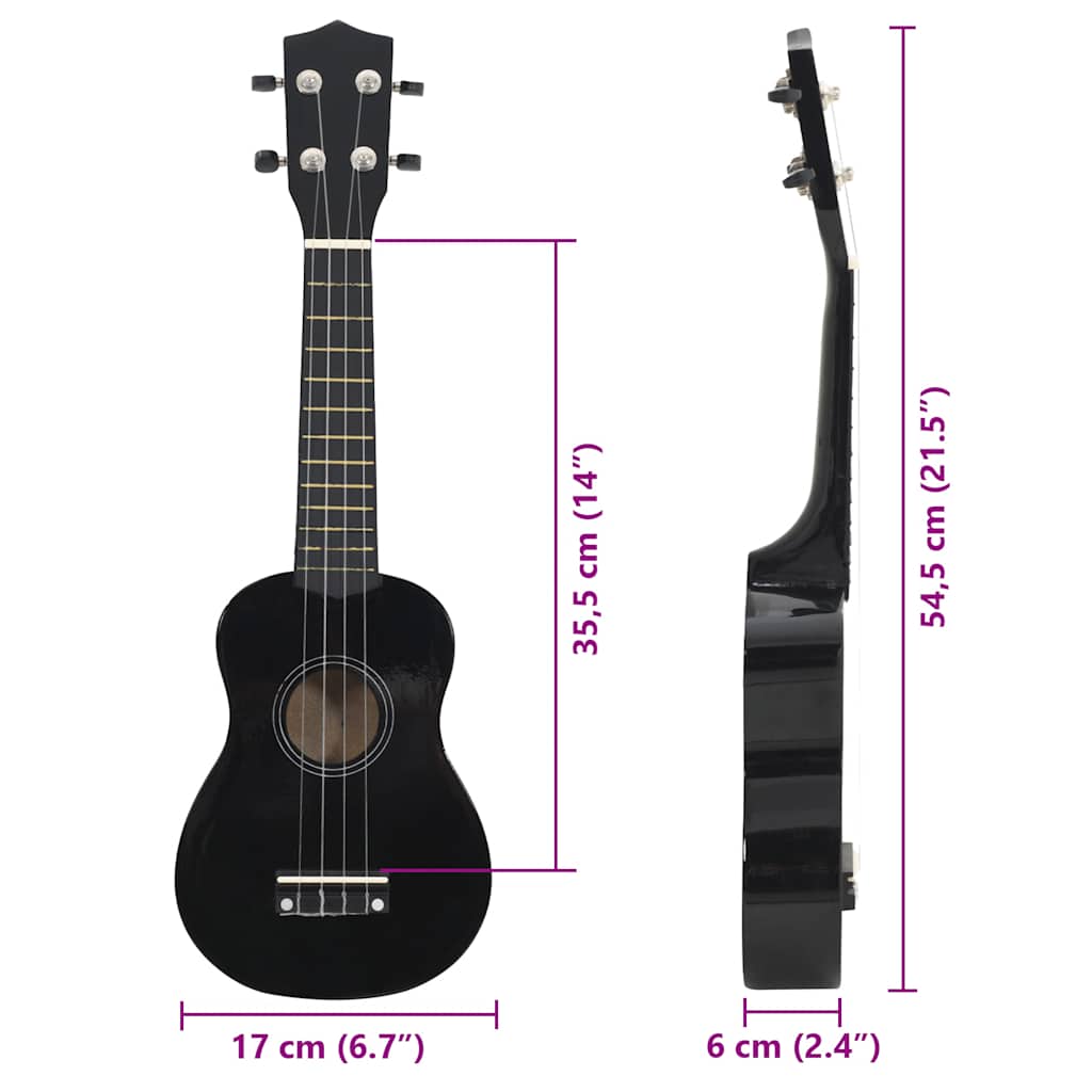 Sopran Ukulele Set für Kinder mit Tasche Dunkles Holz 21