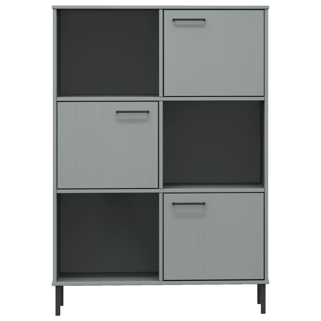 Bücherregal OSLO Metallbeine Braun 90x35x128,5 cm Massivholz