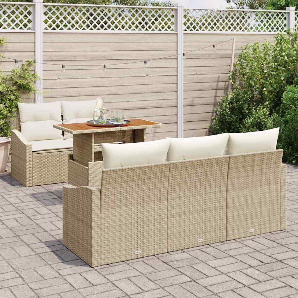 Garten Essgruppe mit Kissen 6 pcs Schwarz und Creme