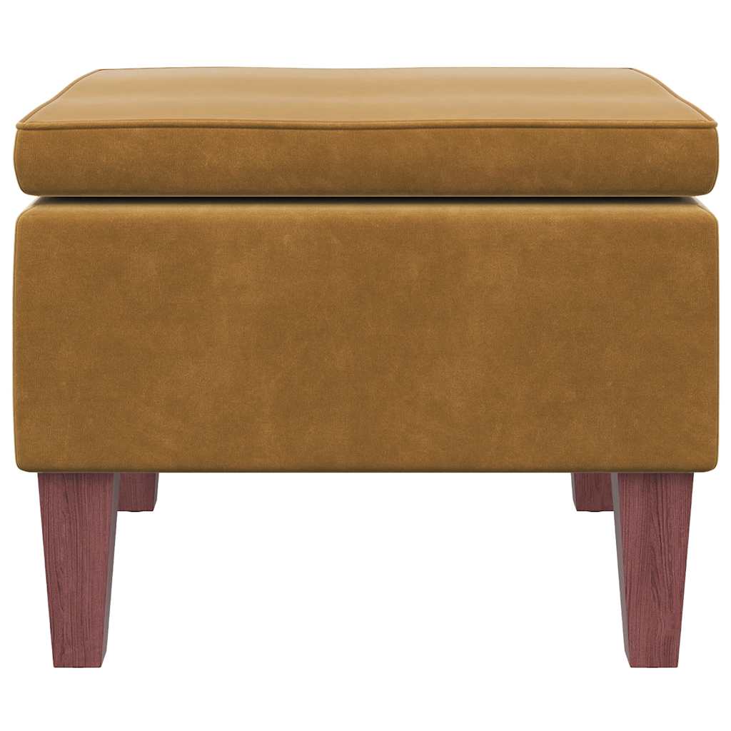 Hocker mit Holzbeinen Dunkelgrau Samt