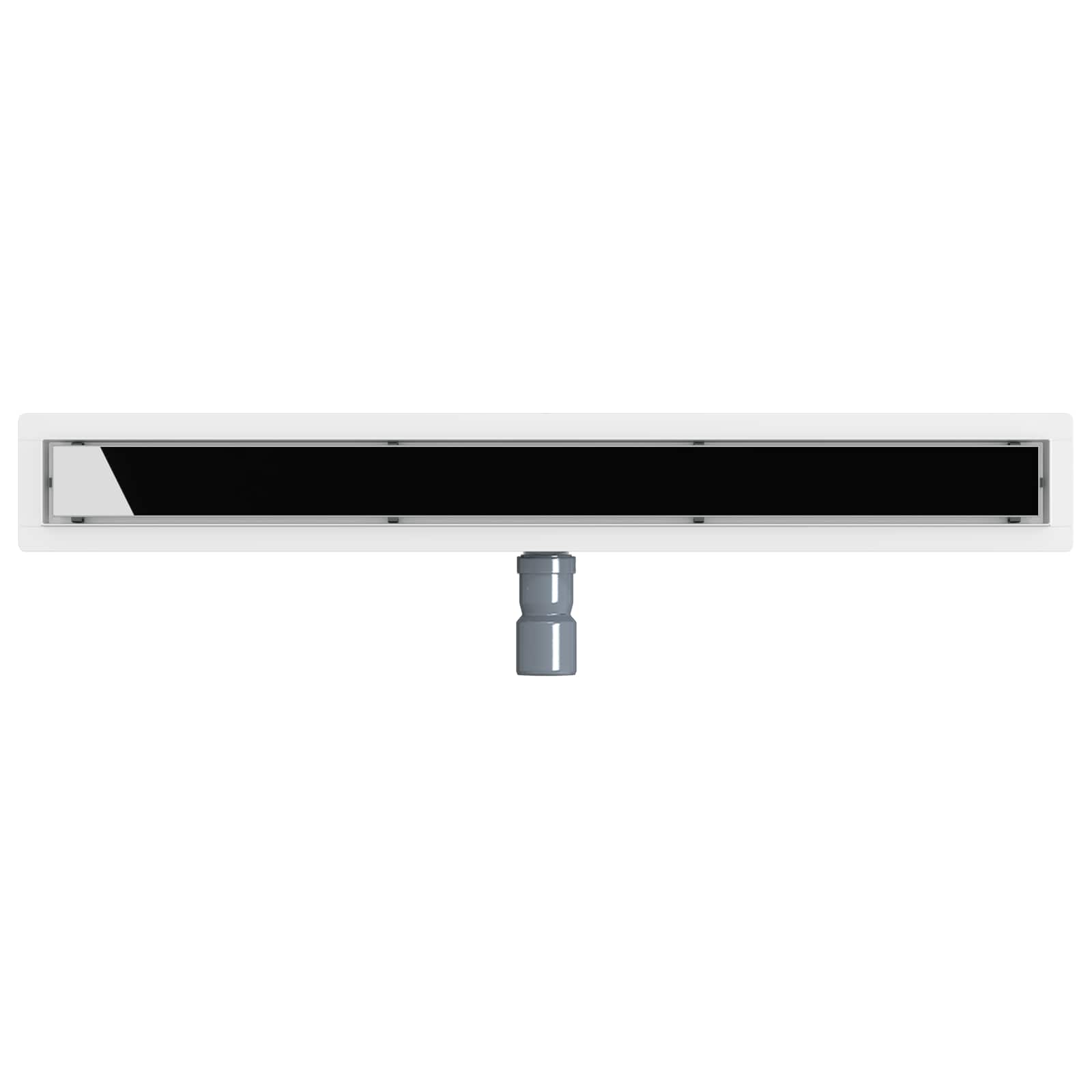 Duschabfluss mit Glashülle und 360° Siphon Schwarz 50 cm