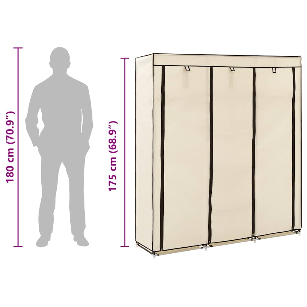 Kleiderschrank mit Fächern Stangen Schwarz 150x45x175cm Stoff