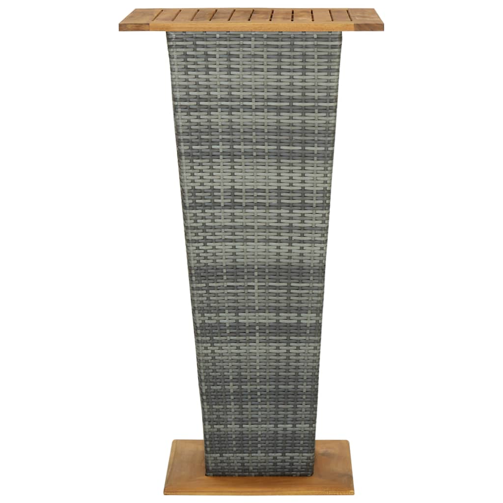 Bartisch Schwarz 80x80x110 cm Poly Rattan und Massivholz Akazie