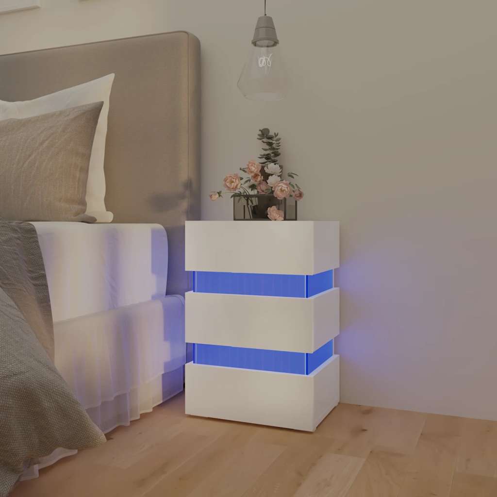 LED-Nachttisch Weiß 45x35x67 cm Holzwerkstoff