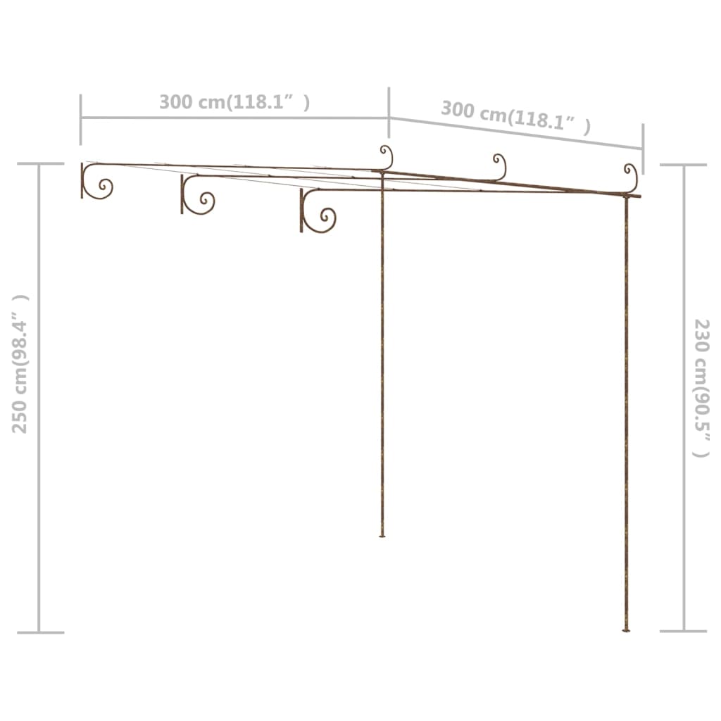 Garten-Pergola Antik-Braun 6x3x2,5 m Eisen